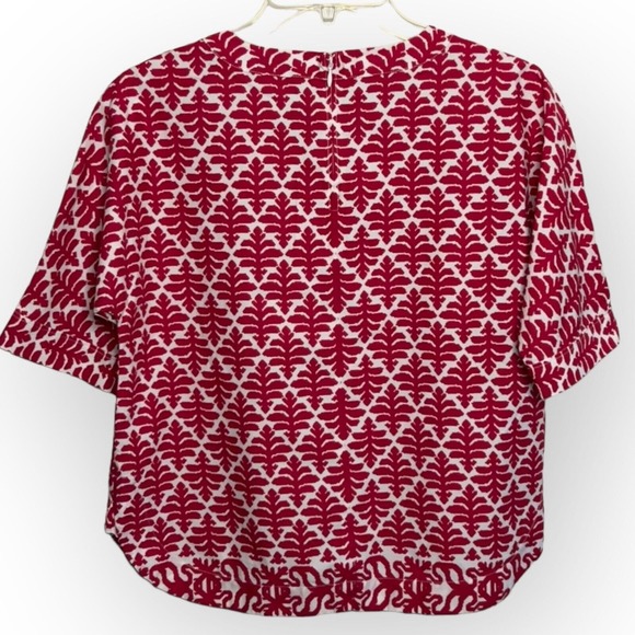 Madewell Province Red & White Geometric Ikat Bloom Short Sleeve Blouse Size XS - Picture 2 of 14